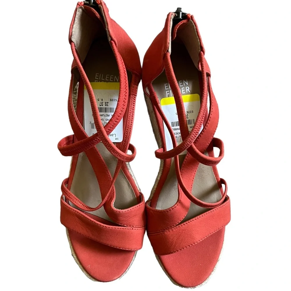 Eileen Fisher Wanda‎ Zip Back Espadrilles Strappy Women Size 6.5 New With Scuffs